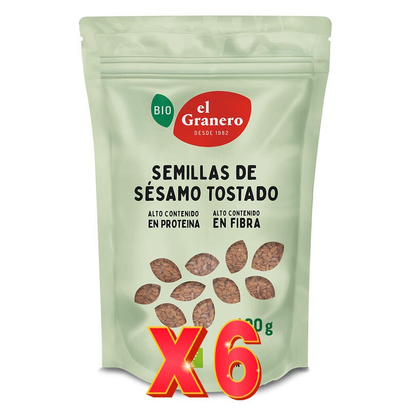 Pack 6 unidades Semillas De Sésamo Tostado Bio, 400 G El Granero Integral