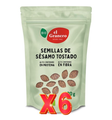 Pack 6 unidades Semillas De Sésamo Tostado Bio, 400 G El Granero Integral