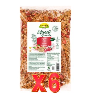 Pack 6 unidades Muesli Crujiente Con Fresas, 750 G Granovita