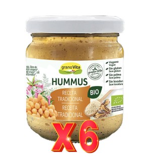 Pack 6 unidades Hummus Receta Tradicional Bio, 175 G Granovita