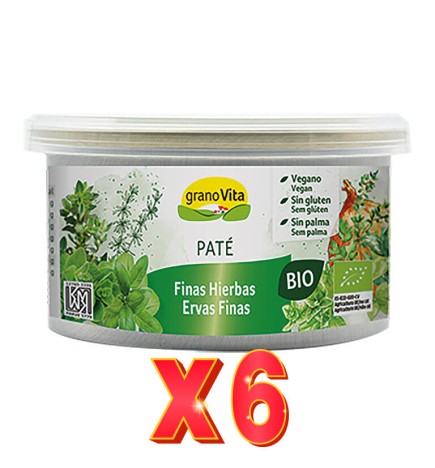 Pack 6 unidades Paté Finas Hierbas Bio, 125 G Granovita