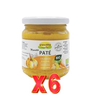 Pack 6 unidades Paté Mousse De Calabaza Y Jengibre Bio, 175 G Granovita