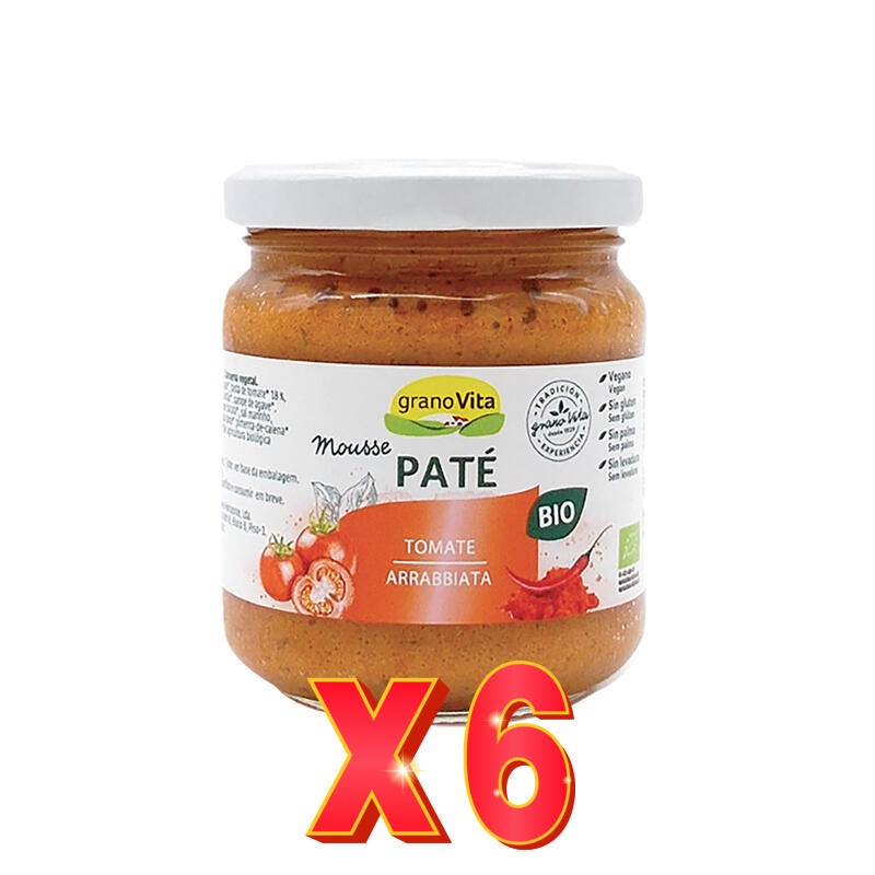 Pack 6 unidades Paté Mousse De Tomate Arrabiata Bio, 175 G Granovita