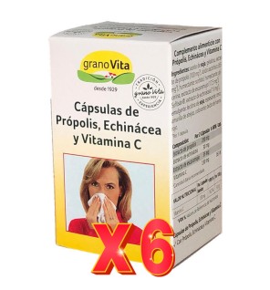 Pack 6 unidades Cápsulas De Própolis, Echinacea Y Vit C, 75 Cáp. 250 Mg Granovita