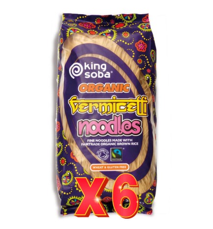 Pack 6 unidades Fideos Vermicelli Integral Sin Gluten Bio, 250 G King Soba
