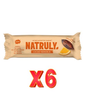 Pack 6 unidades Barrita Raw Cacao Y Naranja Bio 40 Gramos Natruly