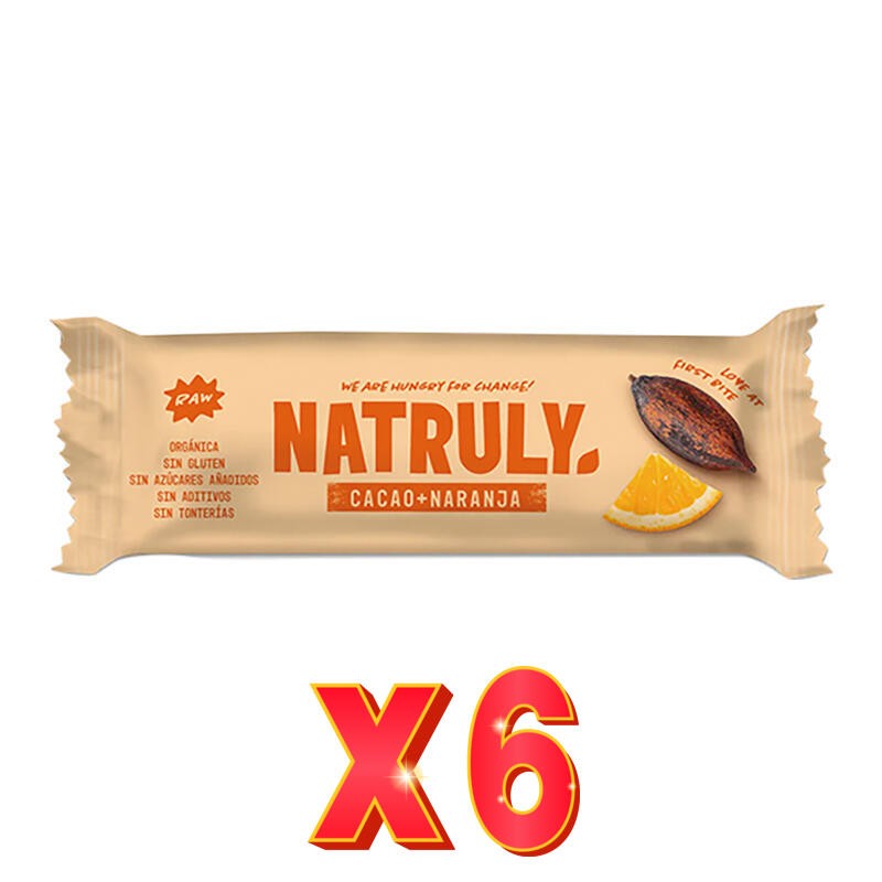 Pack 6 unidades Barrita Raw Cacao Y Naranja Bio 40 Gramos Natruly Pack 6 unidades Barrita Raw Cacao Y Naranja Bio 40 Gramos Natruly