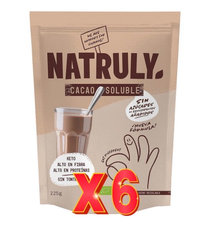 Pack 6 unidades Cacao Soluble Bio, 225 G Natruly