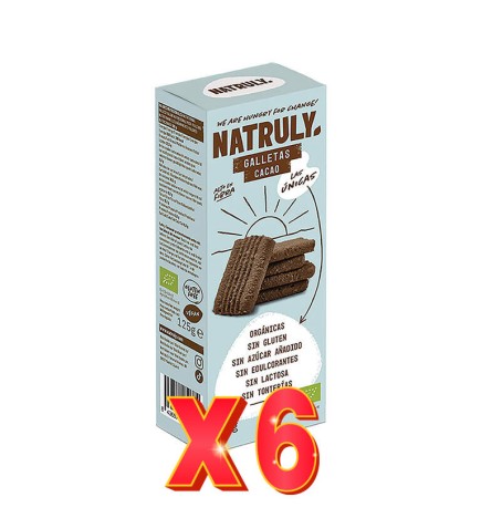 Pack 6 unidades Galletas Cookies Cacao Bio, 125 G Natruly