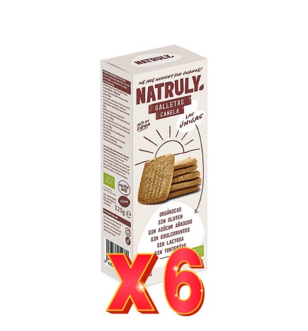 Pack 6 unidades Galletas Cookies Canela Bio, 125 G Natruly