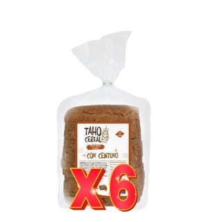 Pack 6 unidades Pan De Molde Integral Con Centeno, 400 G Taho Cereal