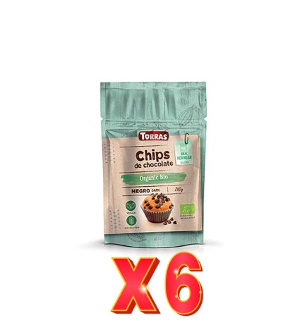 Pack 6 unidades Chips De Chocolate Bio, 200 G Torras