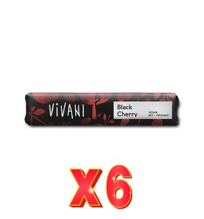 Pack 6 unidades Black Cherry - Barrita De Chocolate Negro 62% Con Cereza Ácida Bio, 35 G Vivani