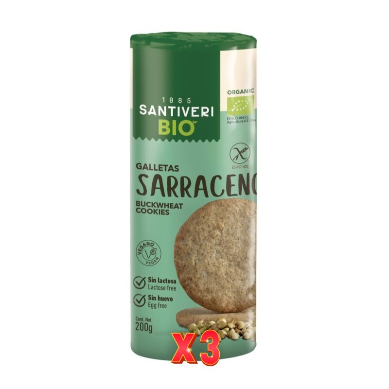 Pack de 3 unidades Galletas Sarraceno 200 Gramos Bio Santiveri