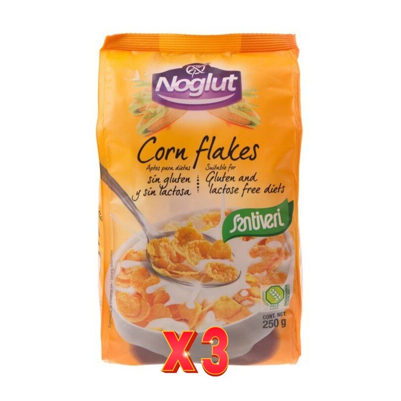 Pack de 3 unidades Noglut Corn Flakes 250 Gramos Santiveri