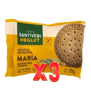 Pack de 3 unidades Noglut Galletas Maria 25 Gramos Santiveri