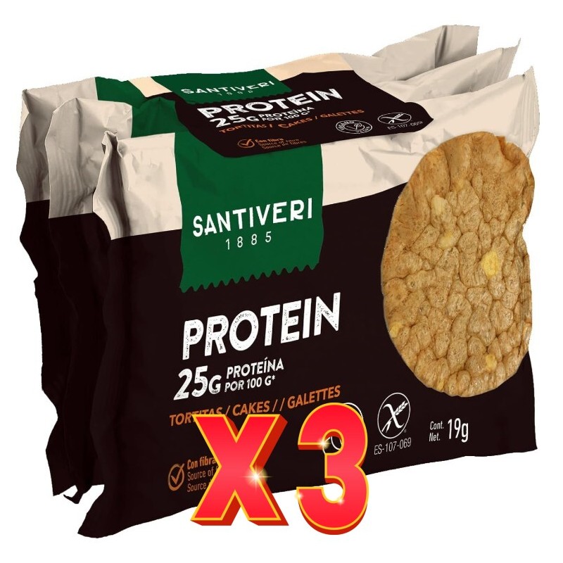 Pack de 3 unidades Tortitas Proteina 3Udsx 57 Gramos Santiveri Pack de 3 unidades Tortitas Proteina 3Udsx 57 Gramos Santiveri
