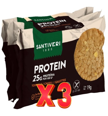 Pack de 3 unidades Tortitas Proteina 3Udsx 57 Gramos Santiveri