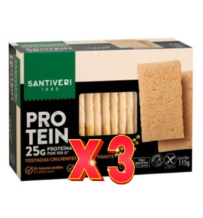 Pack de 3 unidades Tostadas Proteicas Crujientes 115 Gramos Santiveri
