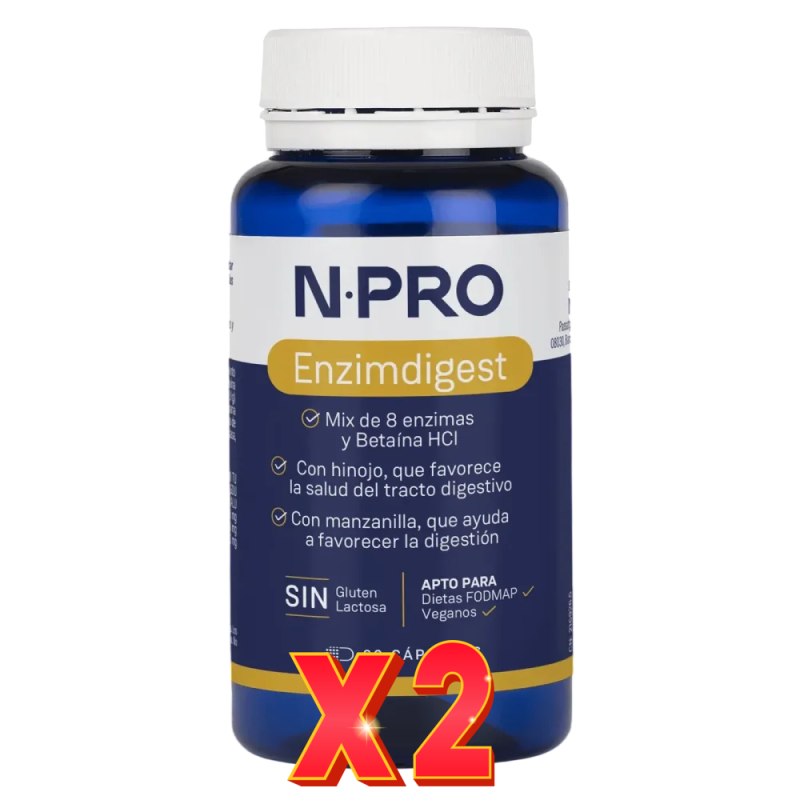Pack de 2 unidades Npro Enzimdigest 60 Capsulas Npro Pack de 2 unidades Npro Enzimdigest 60 Capsulas Npro