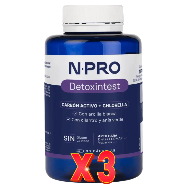 Pack de 3 unidades NPro Detoxintest 90 Cápsulas NPro Pack de 3 unidades NPro Detoxintest 90 Cápsulas NPro