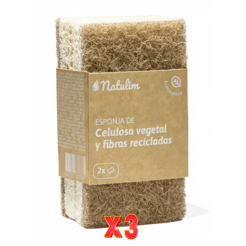 Pack de 3 unidades Esponjas De Fibra 2 Un Natulim
