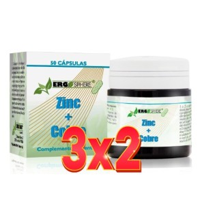 Pack 3x2 unidades Zinc + Cobre Ergosphere 50 Capsulas Ergonat