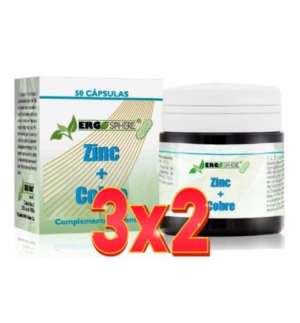 Pack 3x2 unidades Zinc + Cobre Ergosphere 50 Capsulas Ergonat