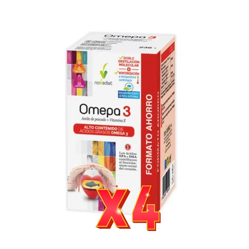 Pack de 4 unidades Omepa 3 -180 Capsulas-Formato Ahorro 80 Cápsulas Blandas. Novadiet