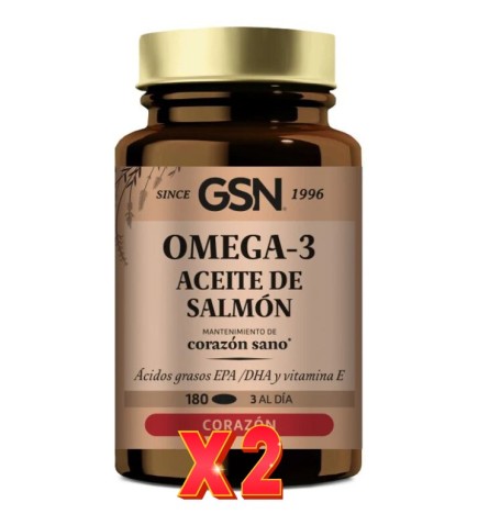 Pack de 2 unidades Omega 3 Aceite De Salmón 180 Perlas Gsn
