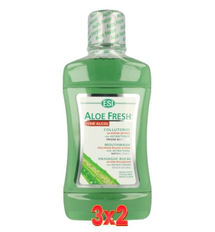 Pack de 3x2 unidades Aloe Fresh Colutorio Menta Zero Alcohol 500 Ml Trepatdiet-Esi