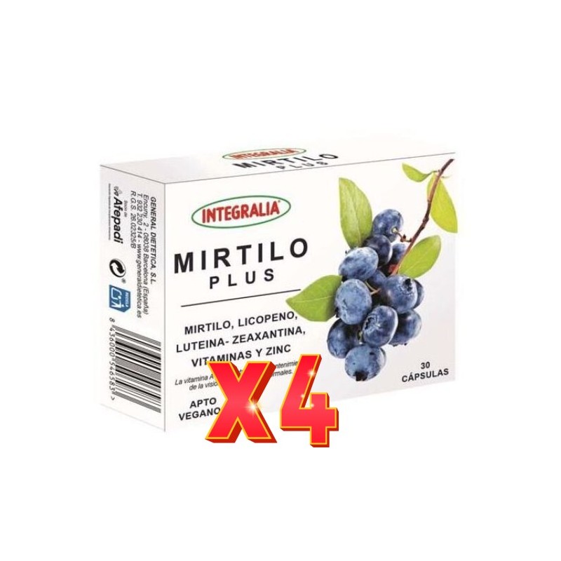 Pack de 4 unidades Mirtilo Plus 30 Cápsulas Integralia Pack de 4 unidades Mirtilo Plus 30 Cápsulas Integralia