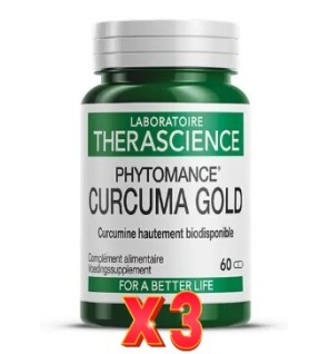 Pack de 3 unidades Phytomance Cúrcuma Gold 60 Cápsulas Therascience