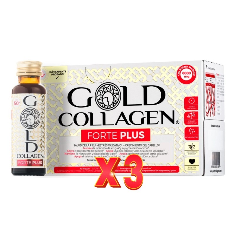 Pack de 3 unidades Gold Collagen Forte Plus 10 ampollas Gold Collagen