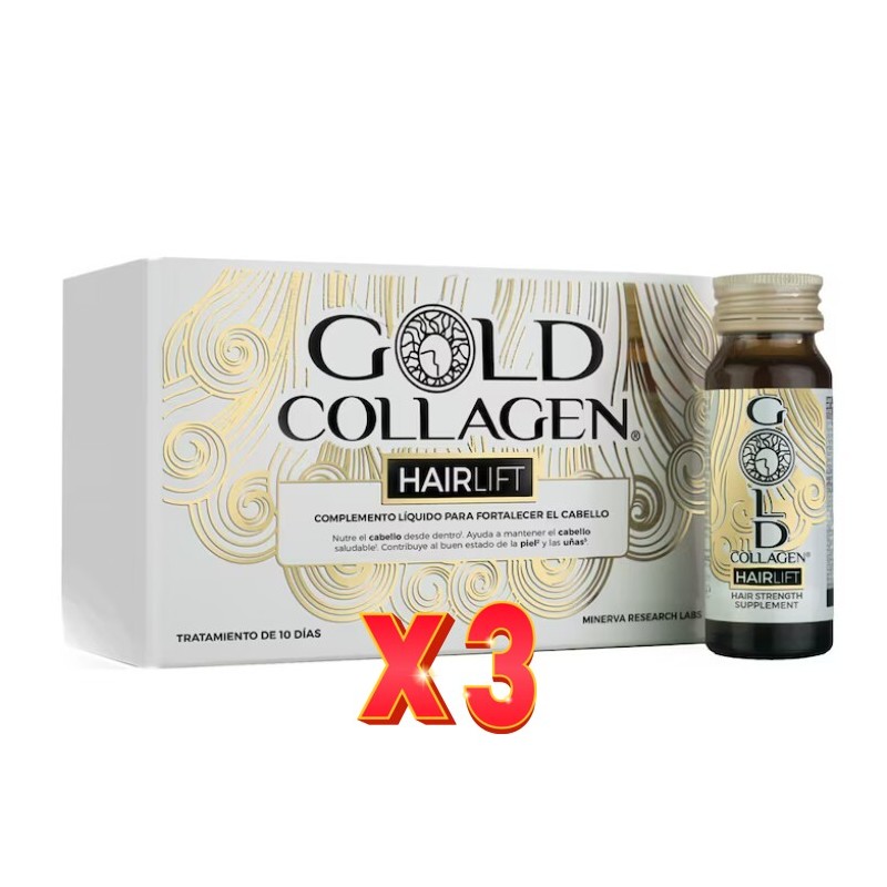 Pack de 3 unidades Gold Collagen HairLift 10 ampollas Gold Collagen