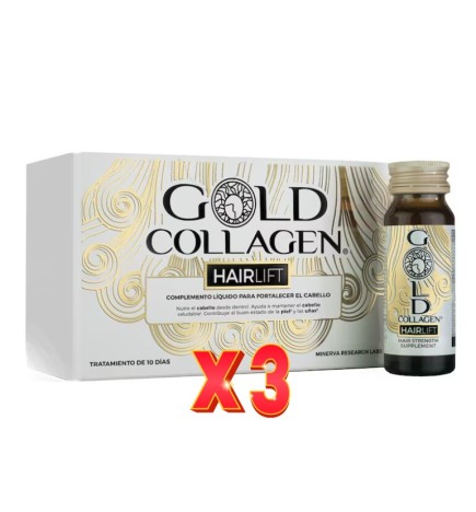 Pack de 3 unidades Gold Collagen HairLift 10 ampollas Gold Collagen