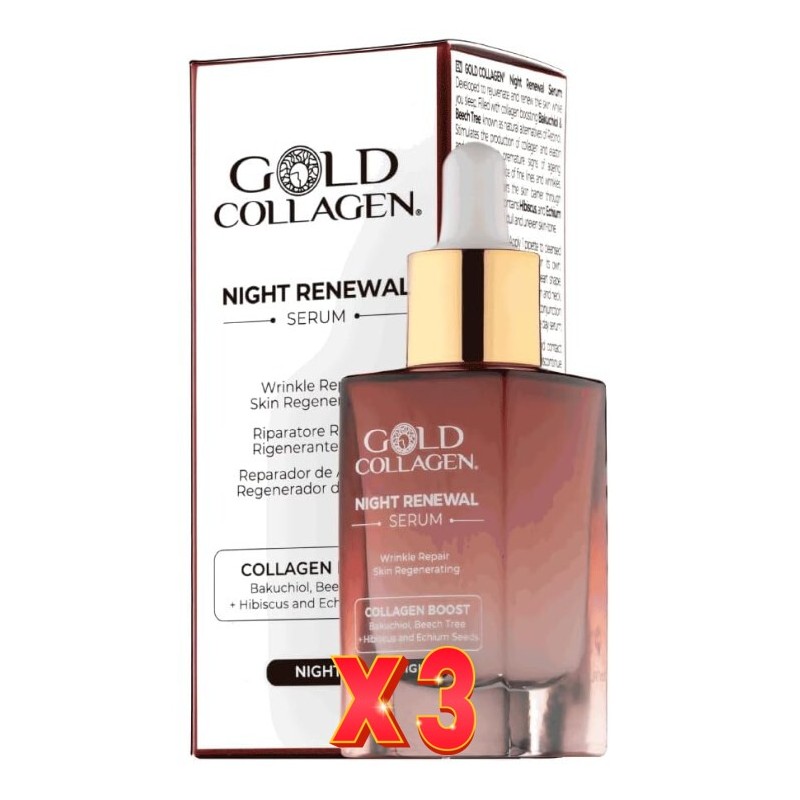 Pack de 3 unidades Gold Collagen Serum Night Renewal 30 ml Gold Collagen