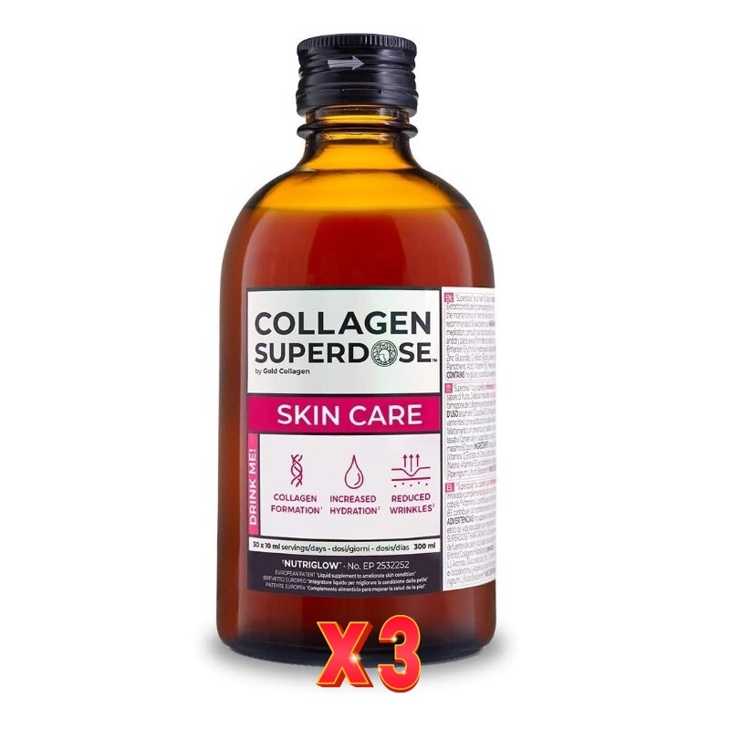 Pack de 3 unidades Gold Collagen Superdose Skin Care Piel Radiante  30 Días 300 ml Gold Collagen