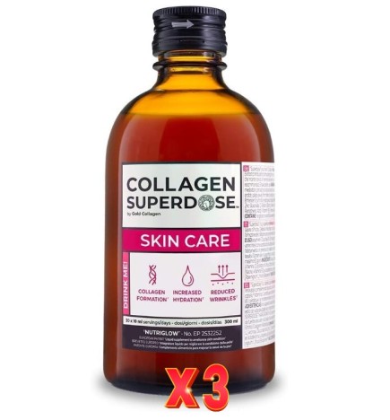 Pack de 3 unidades Gold Collagen Superdose Skin Care Piel Radiante  30 Días 300 ml Gold Collagen