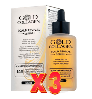 Pack de 3 unidades Gold Collagen Scalp Revival Serum Capilar 100 ml Gold Collagen