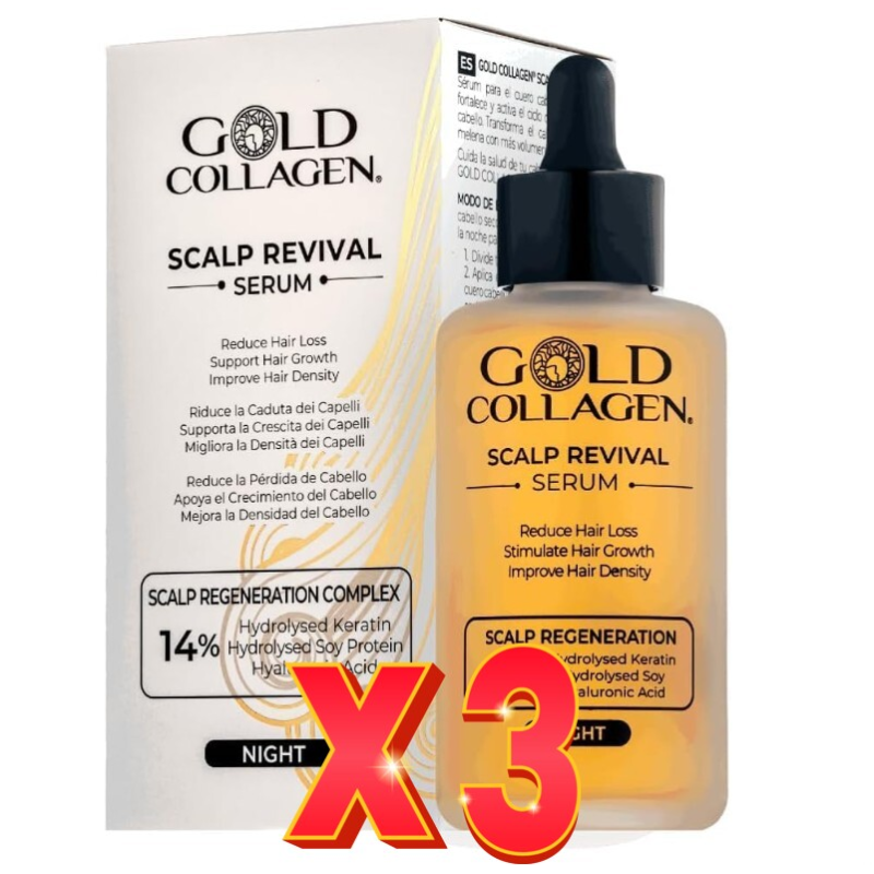 Pack de 3 unidades Gold Collagen Scalp Revival Serum Capilar 100 ml Gold Collagen