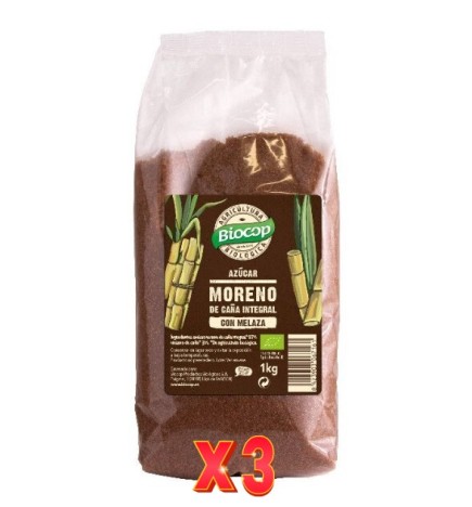 Pack de 3 unidades Azucar Moreno Caña Integral Melaza Biocop 1 Kg Biocop