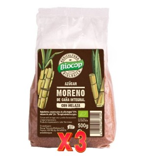 Pack de 3 unidades Azucar Moreno Caña Integral Melaza Biocop 500 G Biocop