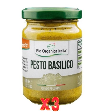 Pack de 3 unidades Pesto Basilico Pecorino Bio Organica Italia 130 G Bio Organica Italia