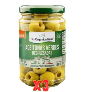 Pack de 3 unidades Aceituna Verde Deshuesada Bio Organica Italia 280G Bio Organica Italia