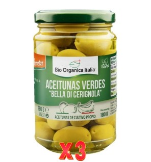Pack de 3 unidades Aceituna Verde Gigante Bio Organica Italia 280 G Bio Organica Italia