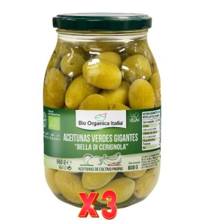 Pack de 3 unidades Aceituna Verde Gigante Bio Organica Italia 950 G Bio Organica Italia