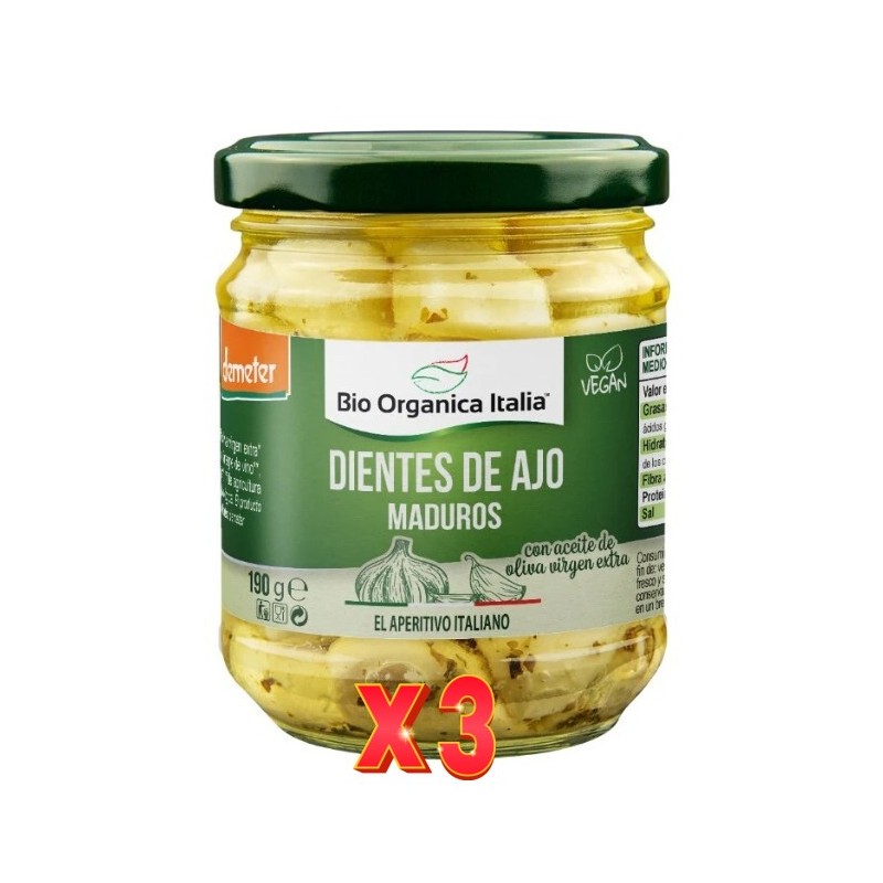 Pack de 3 unidades Ajos Aceite Bio Organica Italia 190G Bio Organica Italia
