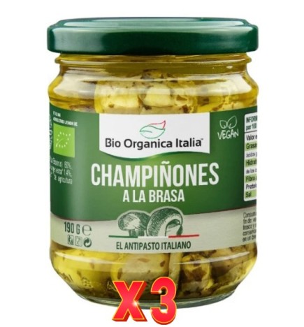 Pack de 3 unidades Champiñones Brasa Aceite Bio Organica Italia 190G Bio Organica Italia