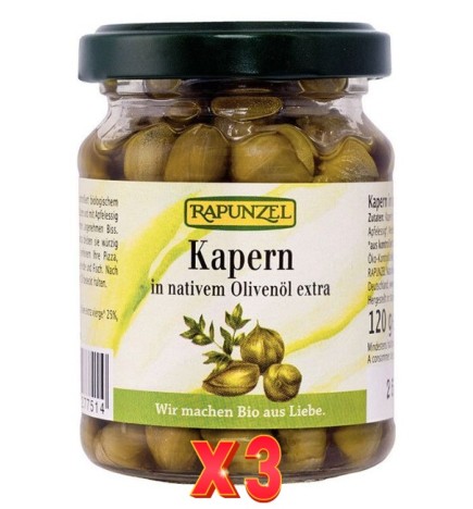 Pack de 3 unidades Alcaparras Aceite Oliva Rapunzel 120 G Rapunzel